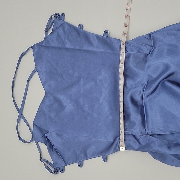 Periwinkle criss cross back full length prom dress w/ pockets size XS New - Picture 6 of 7